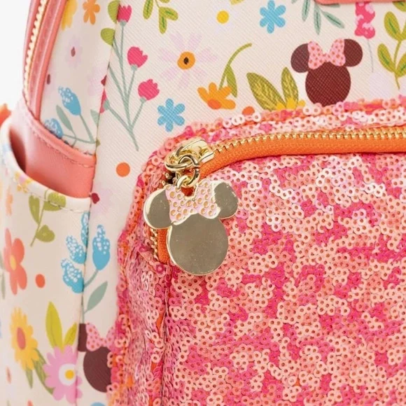 Loungefly Disney Floral Minnie Mouse Backpack - Pink and Cream - Picture 4 of 5